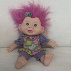 Vintage Applause Magic Troll Doll 1991 Pink Hair Large 12” Original Outfit 90s